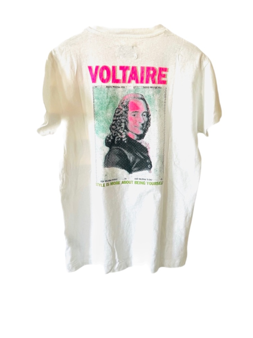 Zadig & Voltaire Tom Happy Street Style Statement Pink & Green GraphicTee Size M - Picture 2 of 5